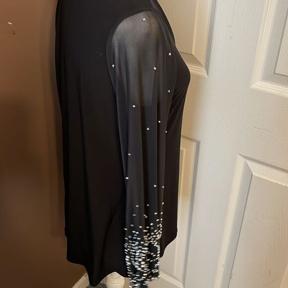 Marina Beaded Sleeve Keyhole Sheath blouse Black Size 10 NWT Offer 25 $ - Picture 8 of 11
